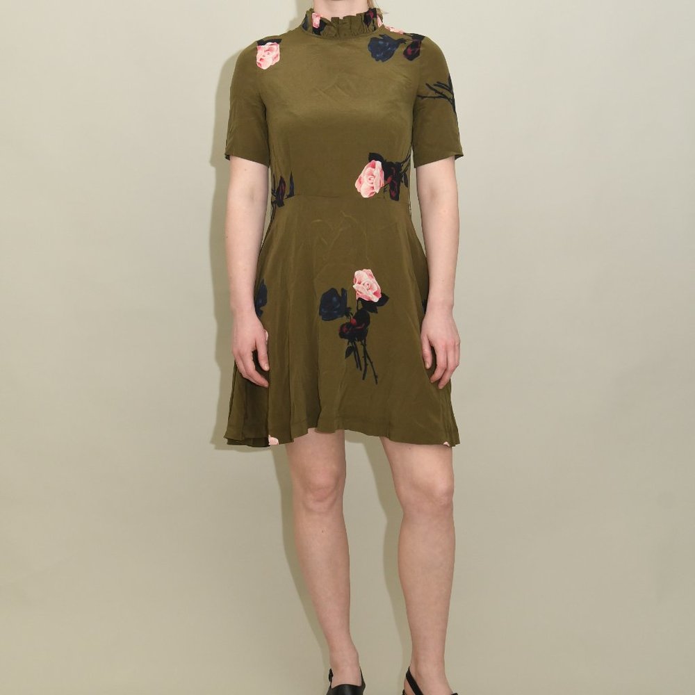 Ganni Silk Floral Print Mini Dress